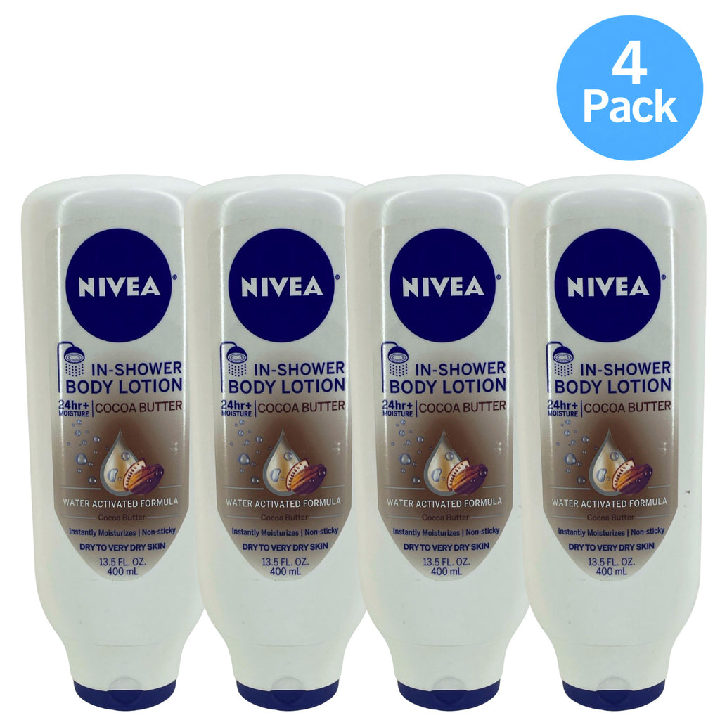 In-Shower Cocoa Butter Body Lotion - Hydrating 4 Pack, 13.5 fl oz