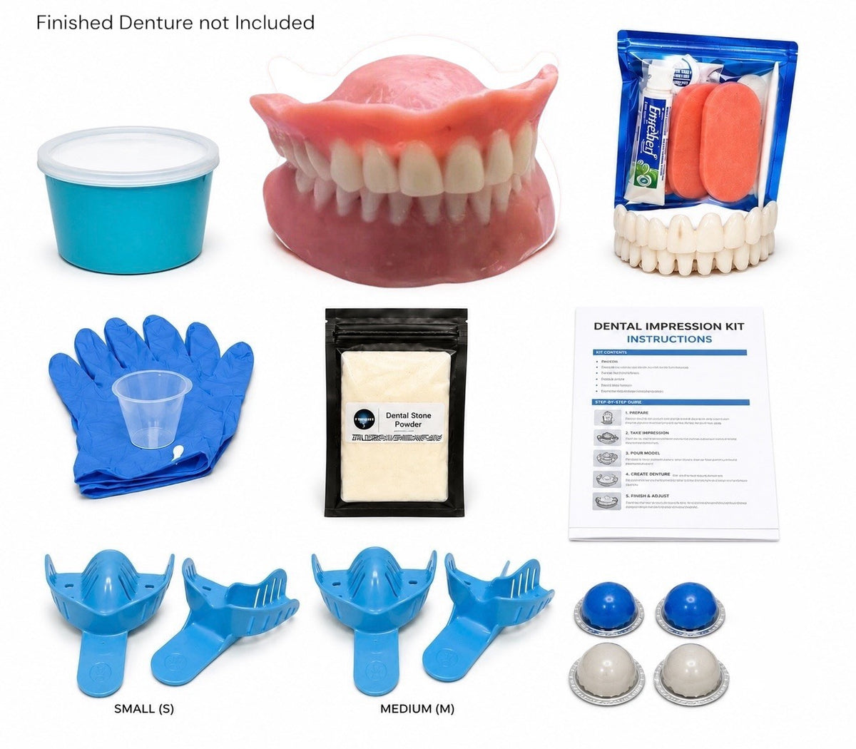 DIY Denture Kit Complete Set for Custom Temporary Teeth - Full or Partial