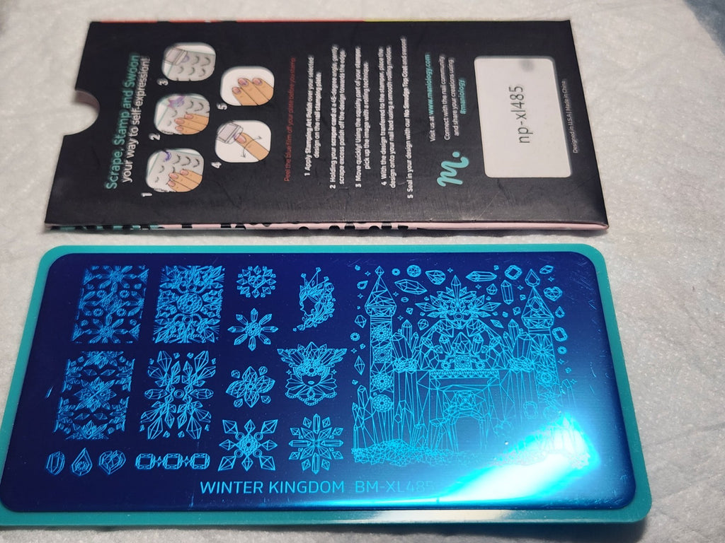 Maniology Nail Stamping Plate BM-XL485 Winter Kingdom with Sleeve - Nail Art Tool