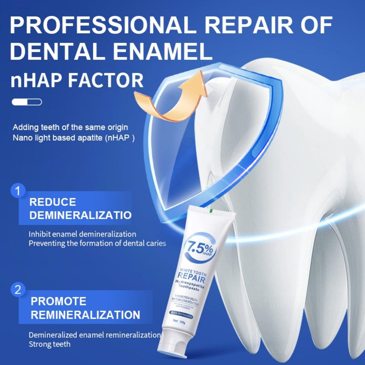 Nano-Hydroxyapatite Toothpaste Mint 7.5% Enamel Repair Sensitive Relief