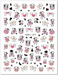 Black Cow Nail Stickers - Self-Adhesive Pattern for Nail Art, Multiple Variants