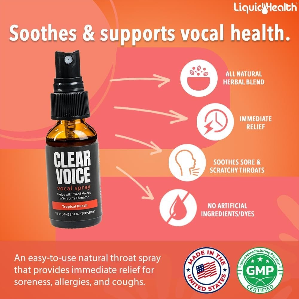 Herbal Vocal Throat Spray for Singers & Speakers - Soothes Voice, 1 oz
