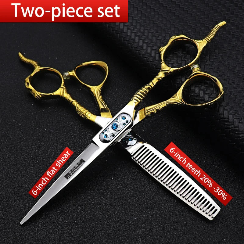 Professional Hairdressing Scissors Set 6 Inch Hair Cutting Shears 9CR13 Steel