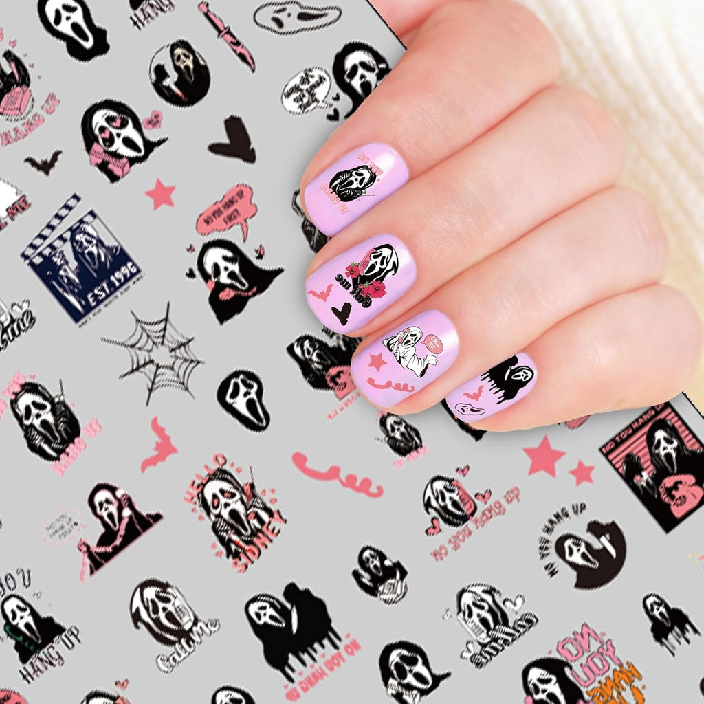 Halloween Ghost Nail Stickers - Self-Adhesive Nail Art Decals for Spooky Manicures