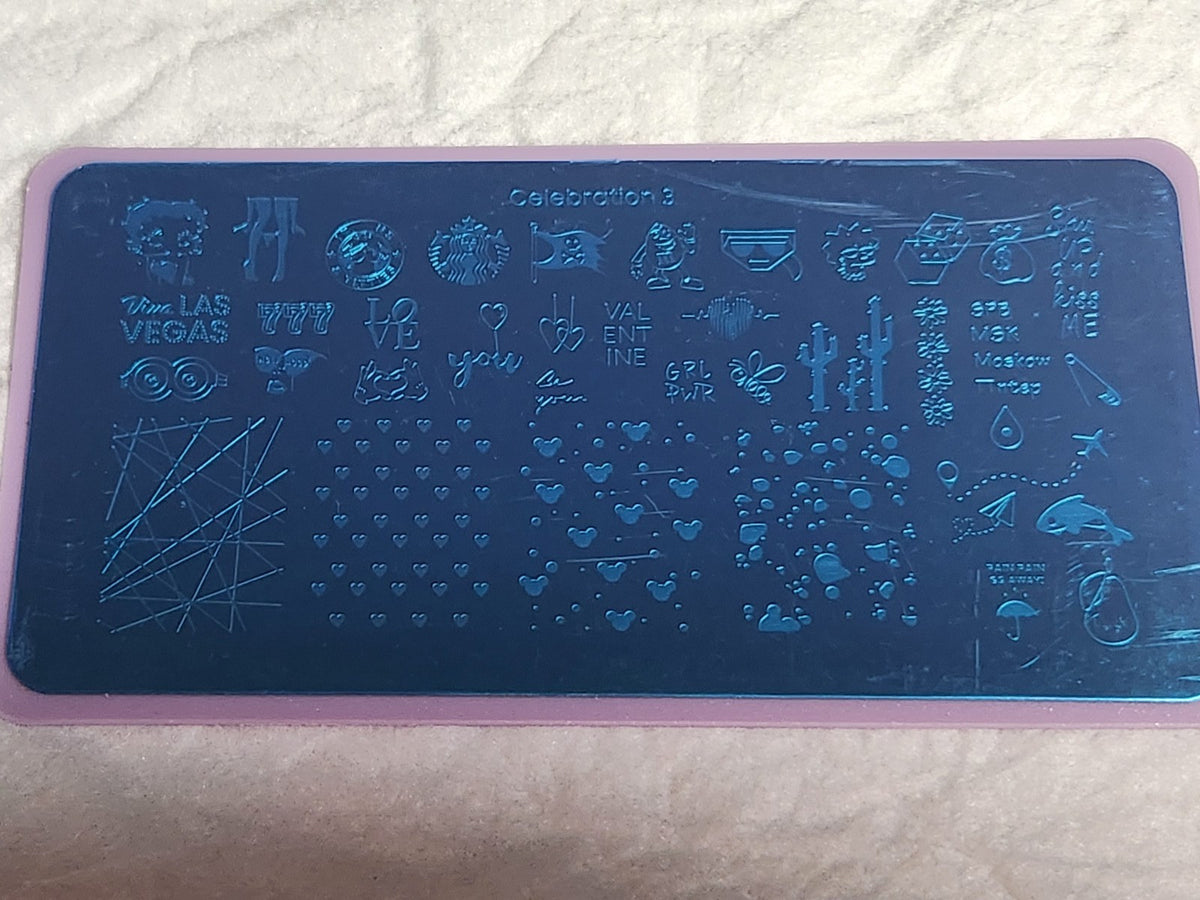 Nail Stamping Plate - Celebration 3 Nail Art Template for Manicure