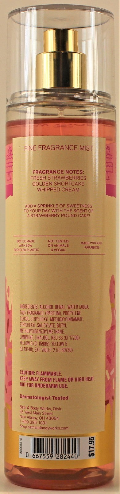 Bath & Body Works Strawberry Pound Cake Body Mist - 8oz, Pack of 3