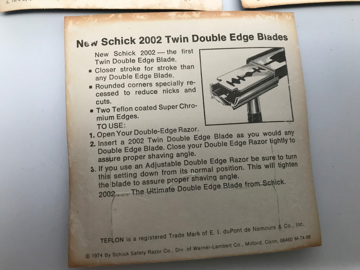 Schick Twin Double Edge Razor Blade Pack of 3 - NOS, Single Blades