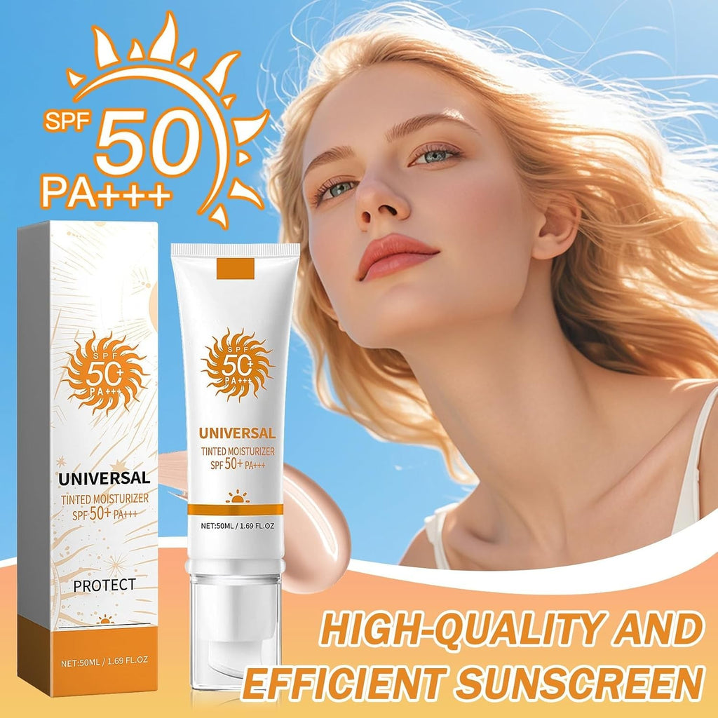 SPF 50+ Tinted Face Sunscreen with Moisturizer, Long-Lasting UV Protection