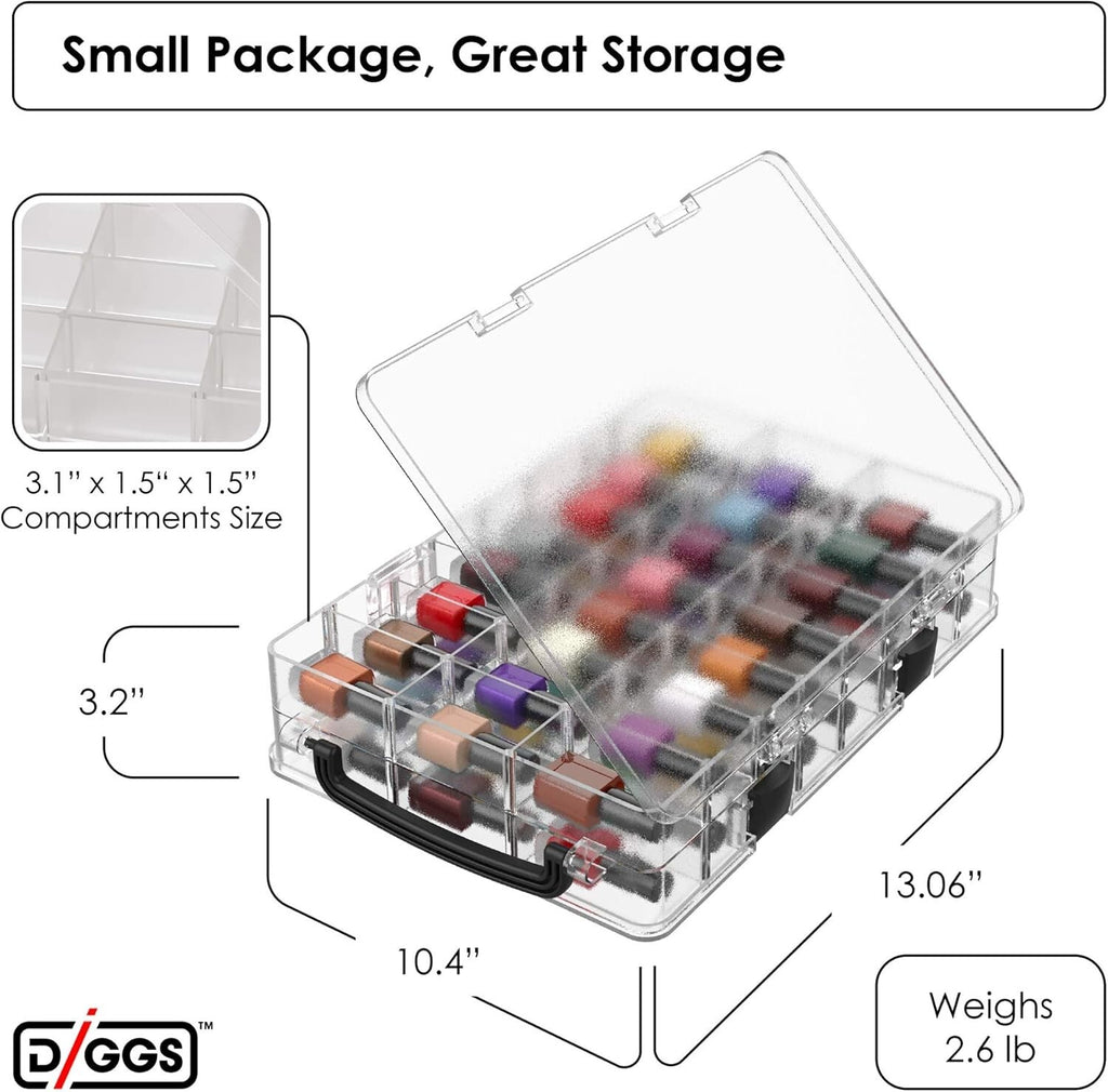 48-Slot Nail Polish Organizer Case with Handle - Universal Storage Solution