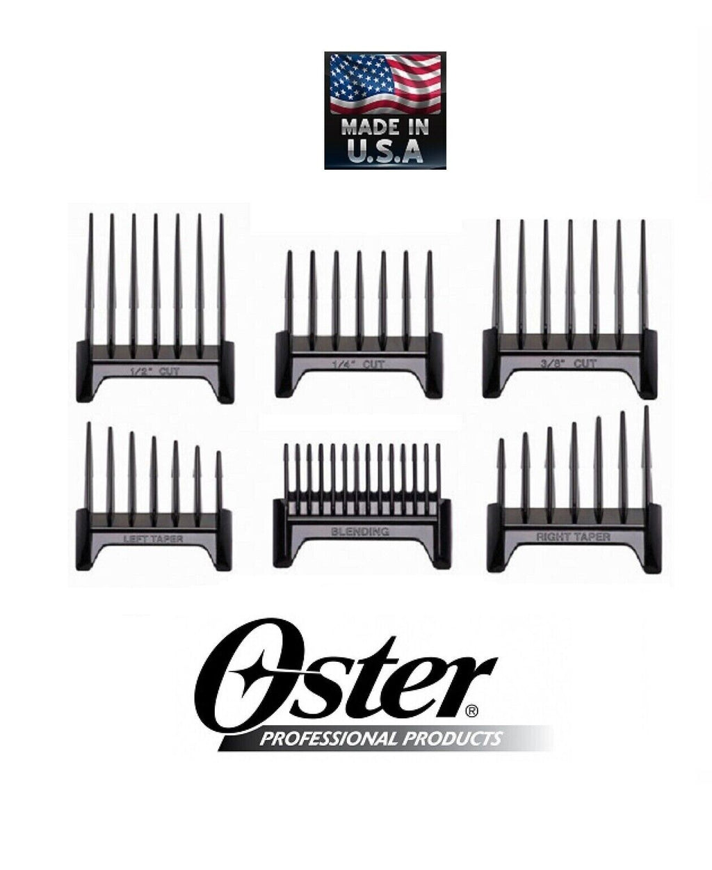 6-Piece Clipper Guide Combs for Oster Hair Clippers - Model 974, 284, 650, 820