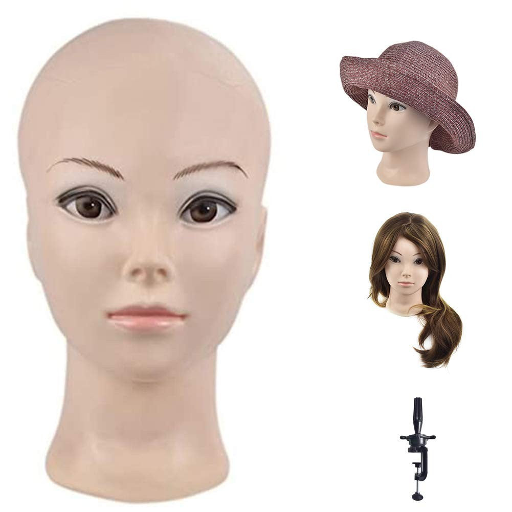 11-Inch Bald Mannequin Head for Wigs and Hats with Clamp Holder