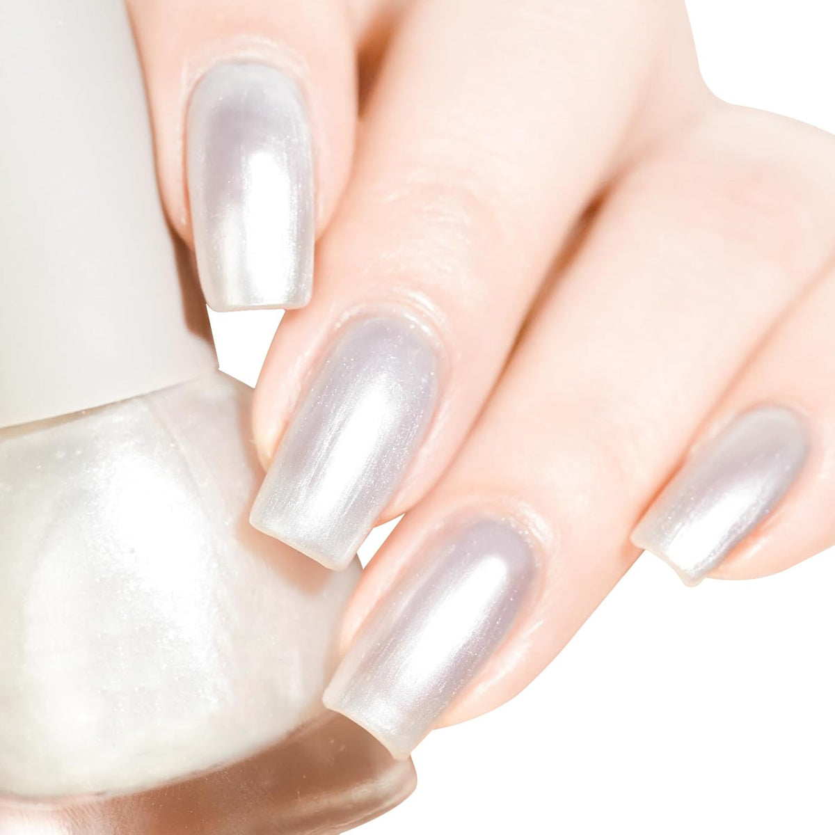 Pearl White Nail Polish 10ml Quick Dry Iridescent Shimmer for Nail Art