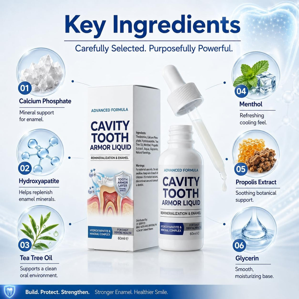 Cavity Healing Tooth Armor Liquid with Nano Hydroxyapatite 2.1 Fl Oz