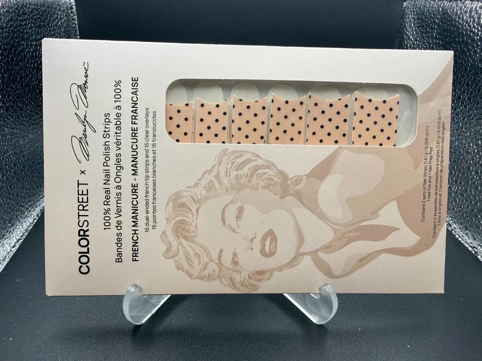Polka Dot Champagne Shimmer Nail Strips - French Tips for Manicure