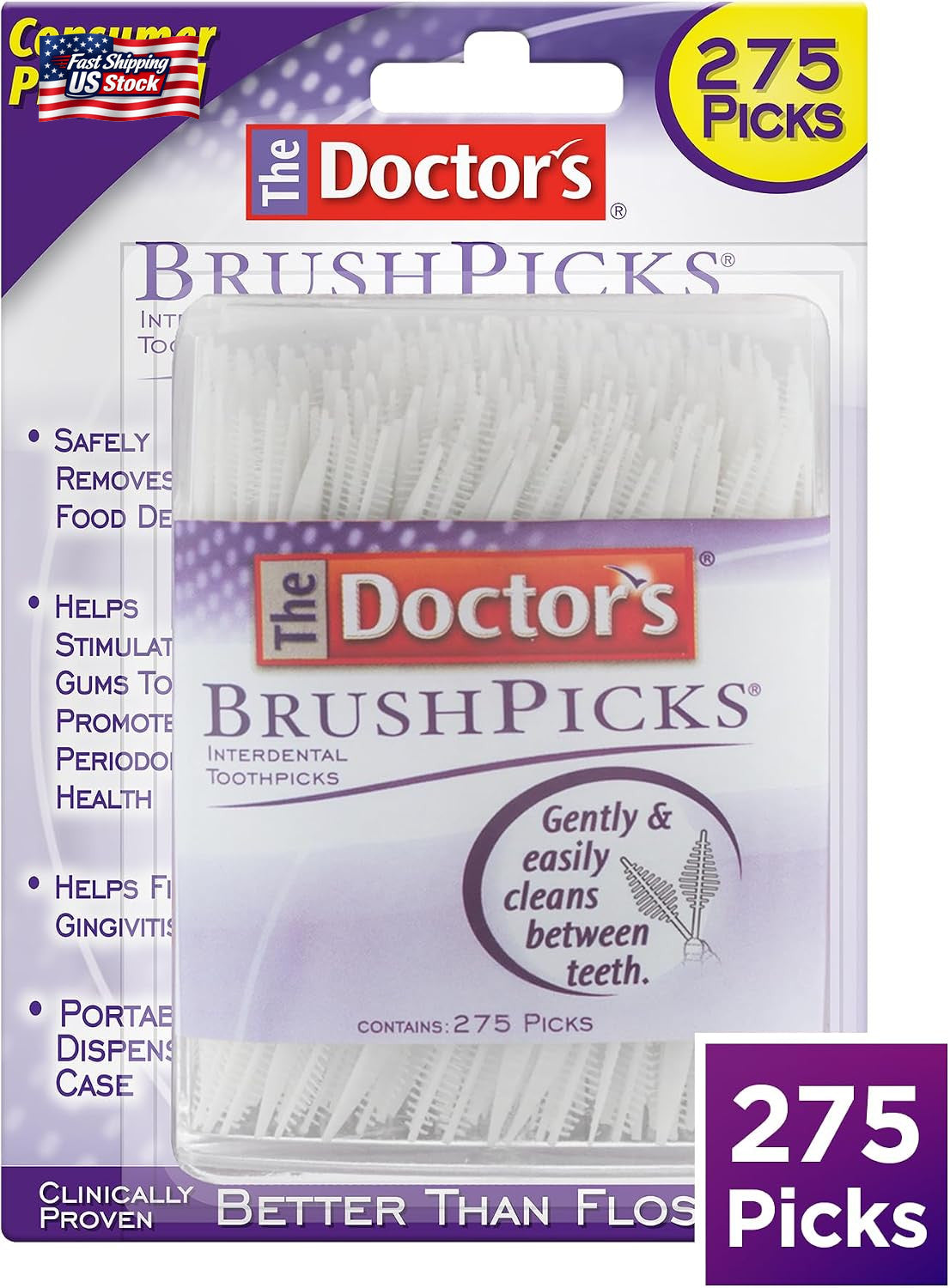 Interdental Brushes & Dental Picks 275 Count - Oral Care Floss Picks