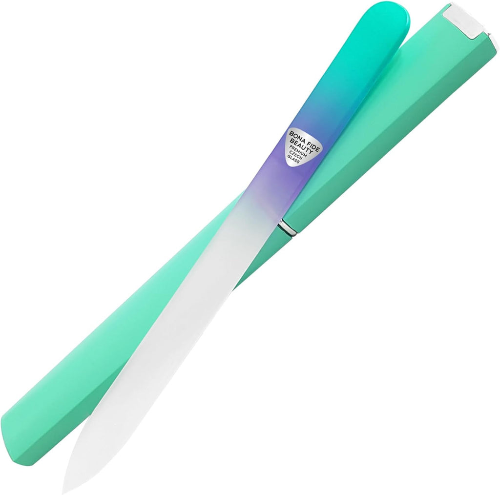 Czech Glass Nail File with Case - Premium Crystal Nail Buffer for Natural Nails