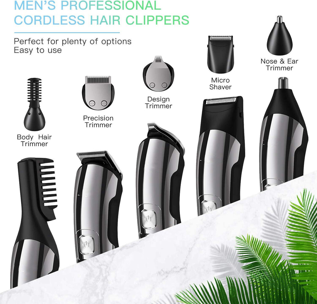 Cordless Men’s Hair Clippers & Trimmer Kit with 6 Attachments & LCD Display