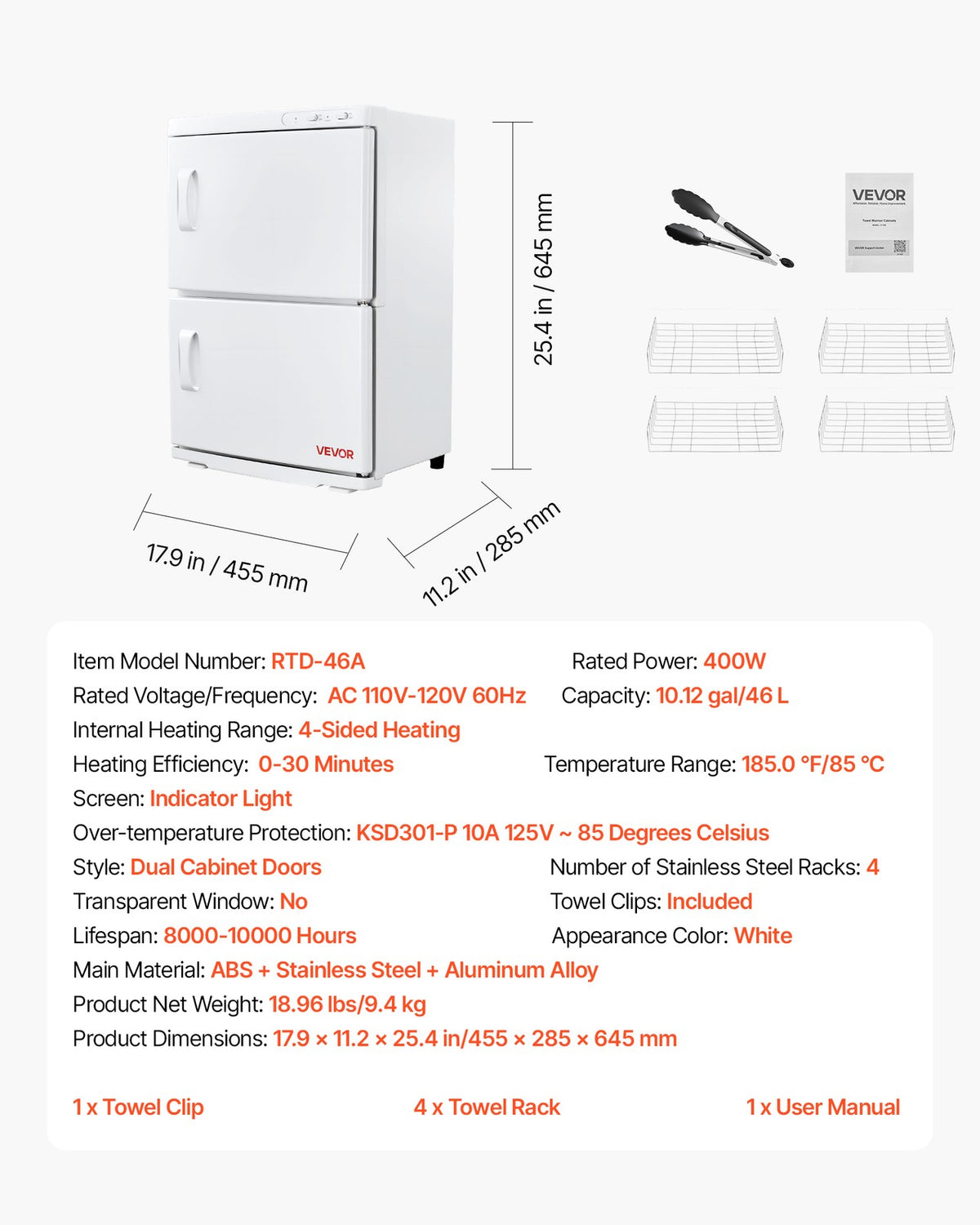 10 Gallon Hot Towel Warmer Cabinet with Disinfection & Large Capacity