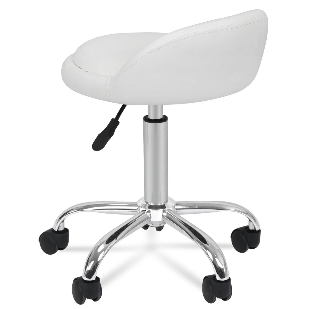 Hydraulic Salon Stool with Backrest Adjustable Height 5 Wheels Swivel