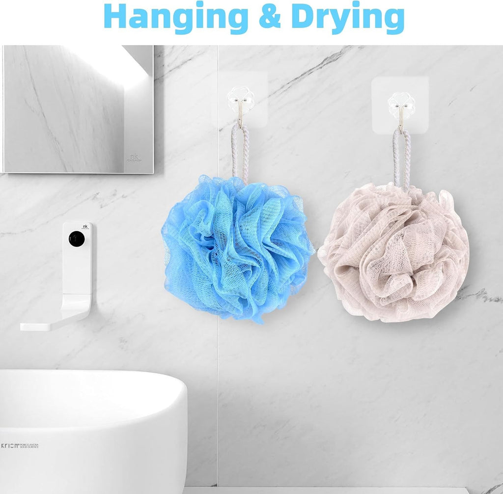 Bath Loofah Balls Set of 4 – Durable Shower Scrubber Sponges for Body Cleaning