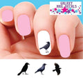 Bird Nail Decals Set of 20 Waterslide Stickers for Nails - Black Crows