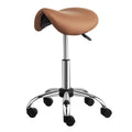 Height Adjustable Saddle Stool with Casters - Ergonomic PU Leather Office Chair