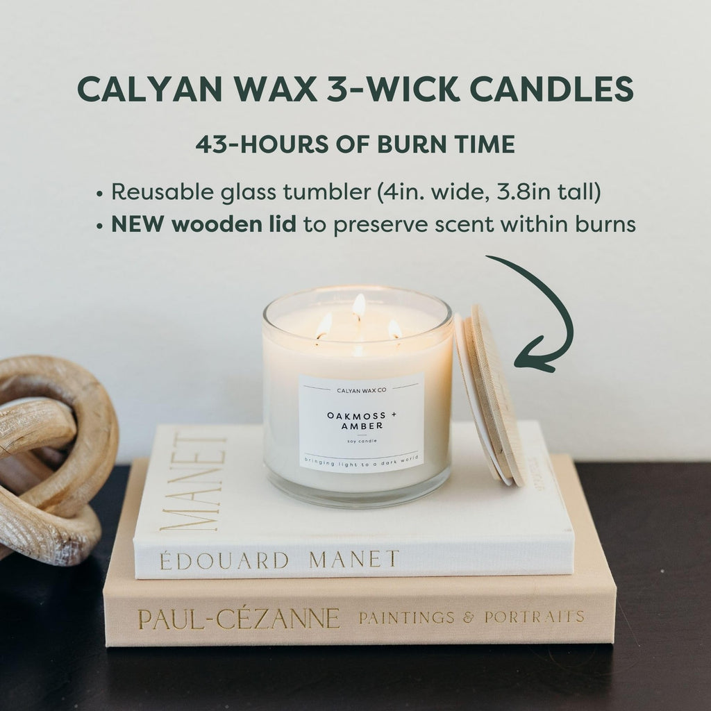 Lavender & Bergamot Scented Candle - 14.9 oz Soy Wax, 3 Wicks, Long-Lasting Fragrance