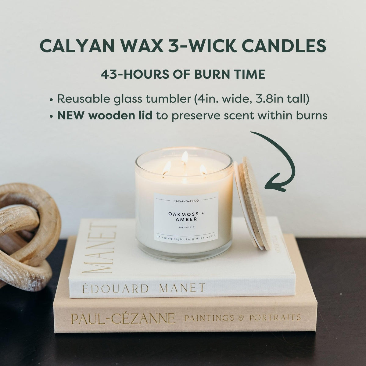 Lavender & Bergamot Scented Candle - 14.9 oz Soy Wax, 3 Wicks, Long-Lasting Fragrance