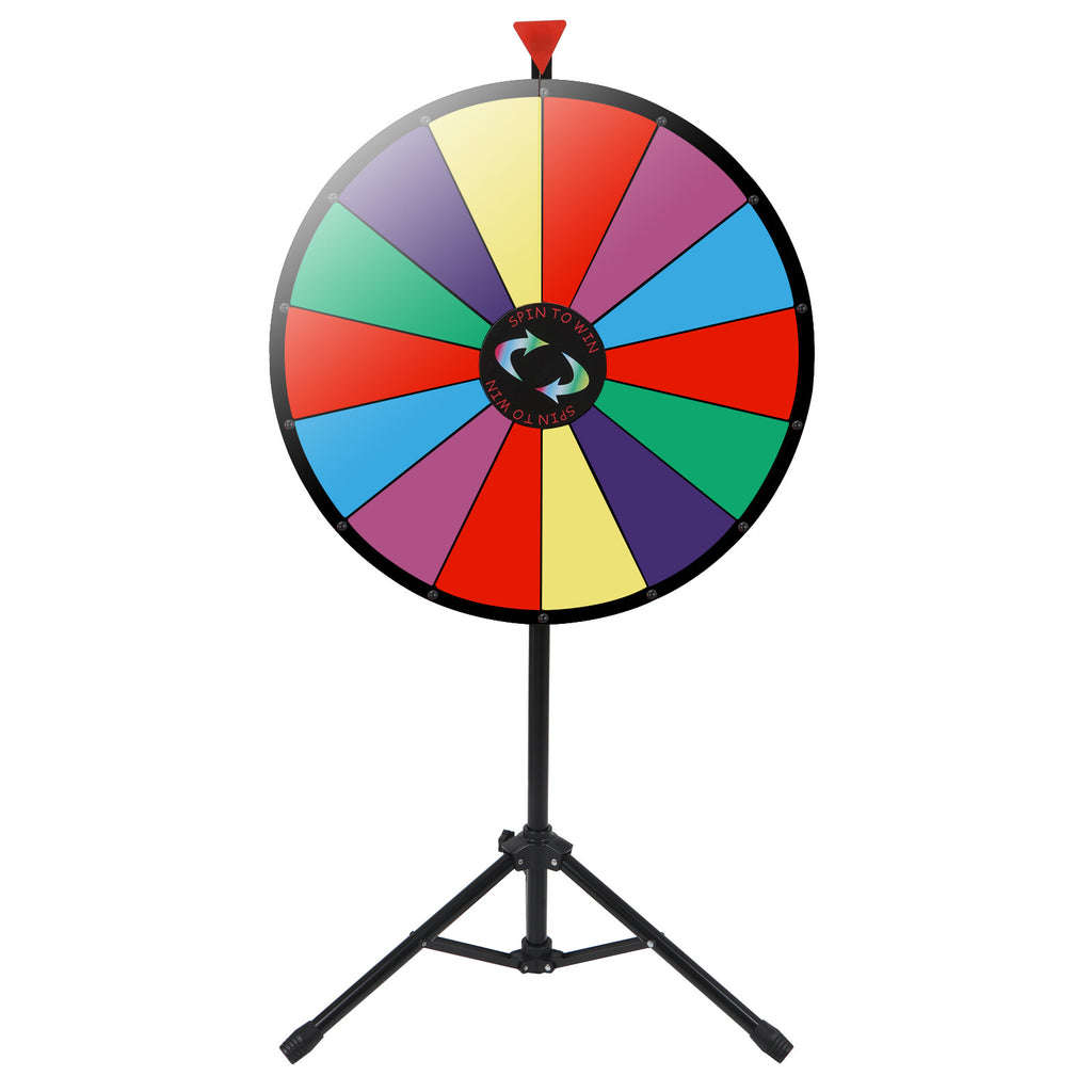 24-Inch Spinning Prize Wheel with 14 Color Slots & Adjustable Tripod Stand