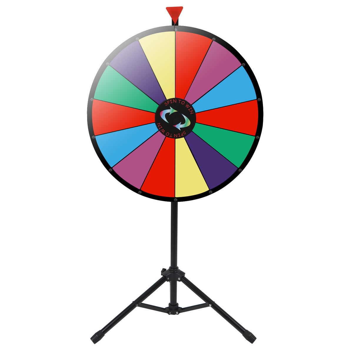 24-Inch Spinning Prize Wheel with 14 Color Slots & Adjustable Tripod Stand
