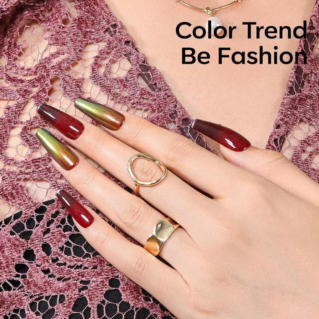Color Changing Gel Nail Polish Burgundy Wine Shade - Long-lasting, High-gloss