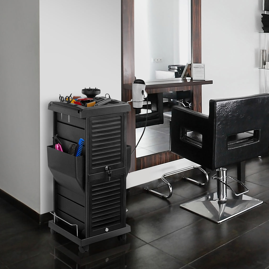 Salon Trolley Mobile Cart with Locking Drawers and 4 Swivel Casters