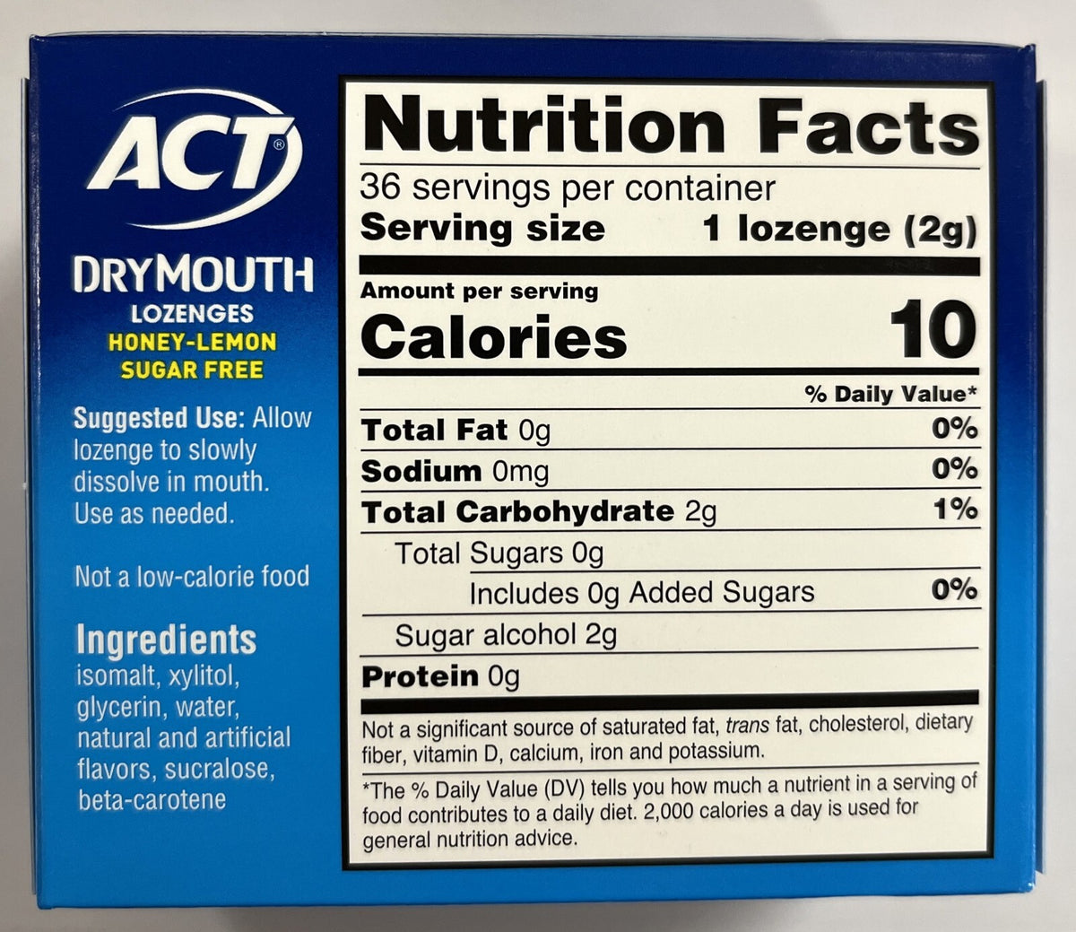 Act Sugar-Free Honey Lemon Lozenges for Dry Mouth - 36 Count