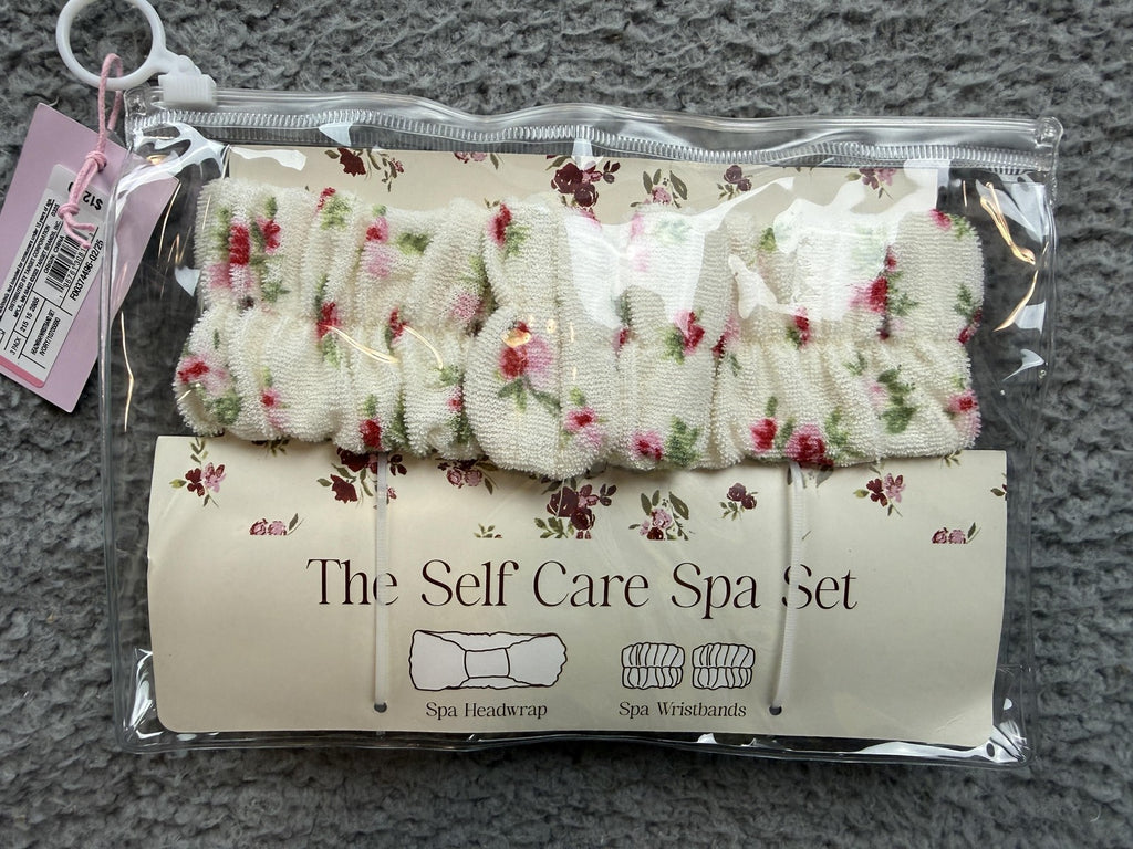 Self Care Spa Set with Floral Headwrap and Wristbands - Eco-Friendly Multipack for Women
