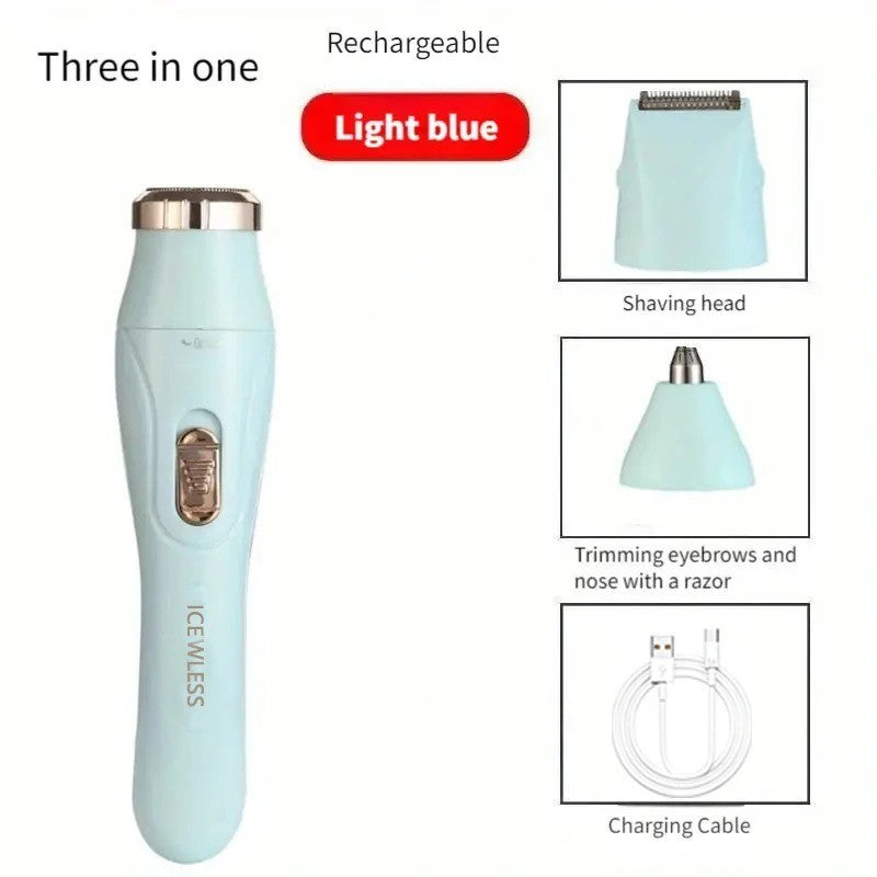 3-in-1 Electric Nose Hair & Eyebrow Trimmer for Women - Rechargeable Personal Grooming Device
