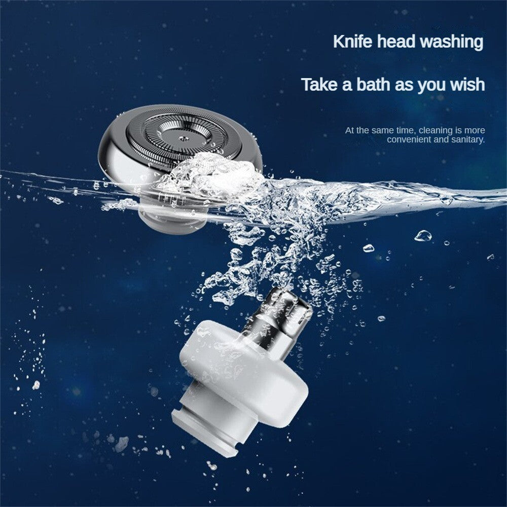 Mini Electric Shaver for Men - Portable Waterproof Razor with Replaceable Heads