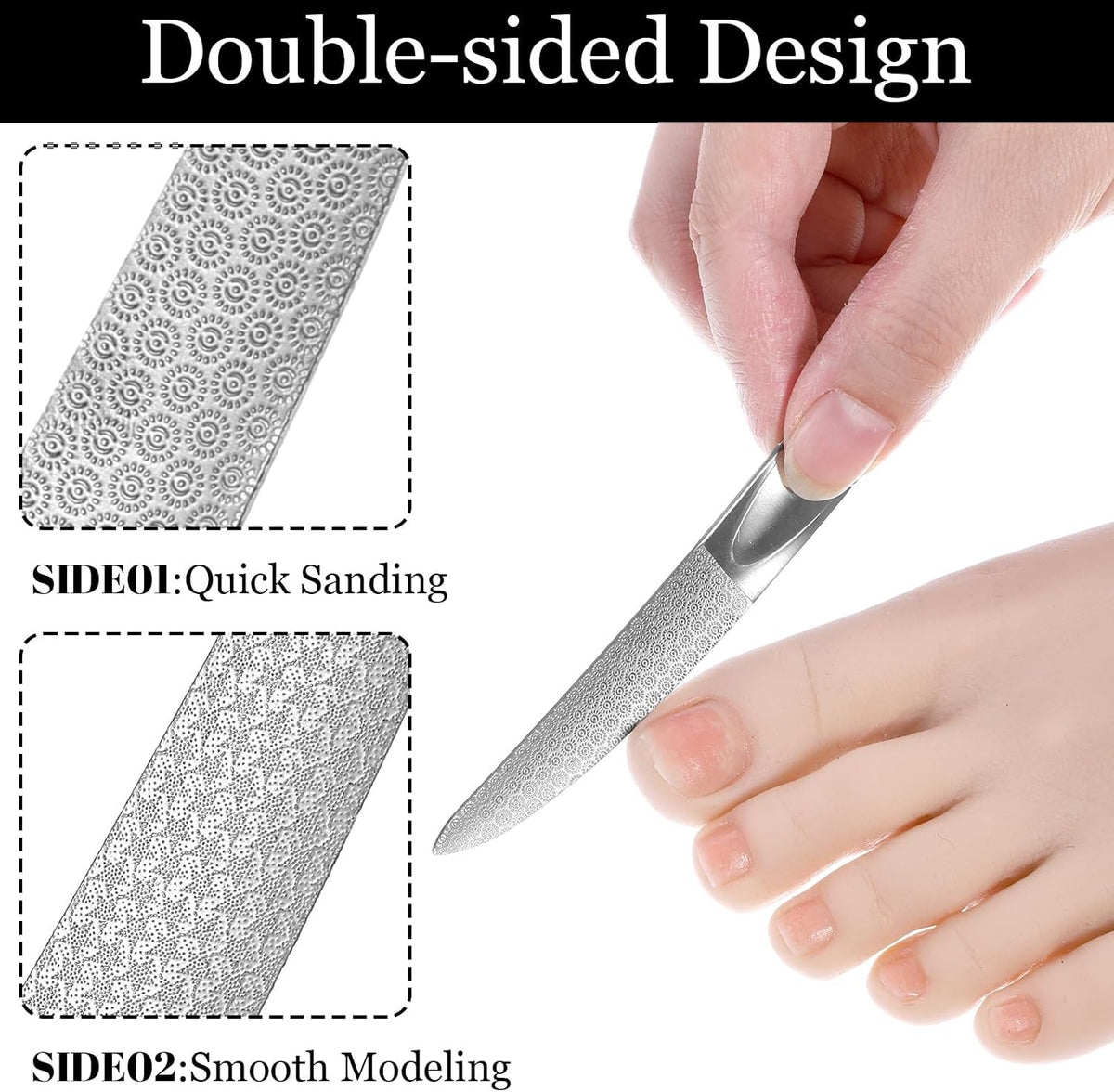 Metal Curved Nail File for Thick Nails - Double-Sided Toenail Grooming Tool