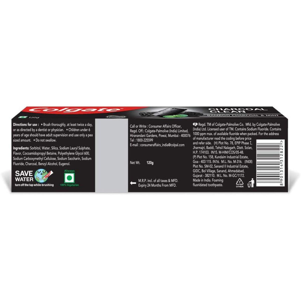 Colgate Charcoal Clean Black Gel Toothpaste 240g with Bamboo & Mint