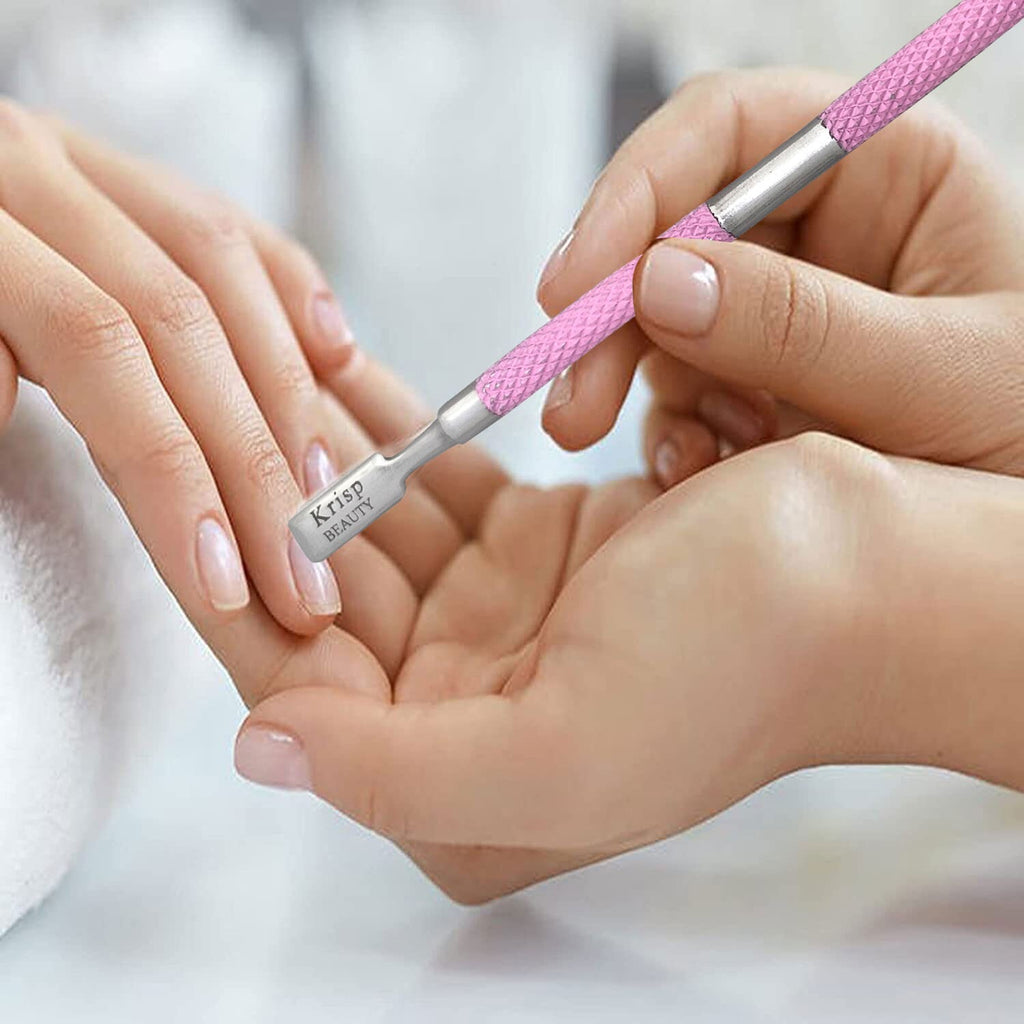 Stainless Steel Dual-Sided Cuticle Pusher Nail Tool for Manicure & Pedicure