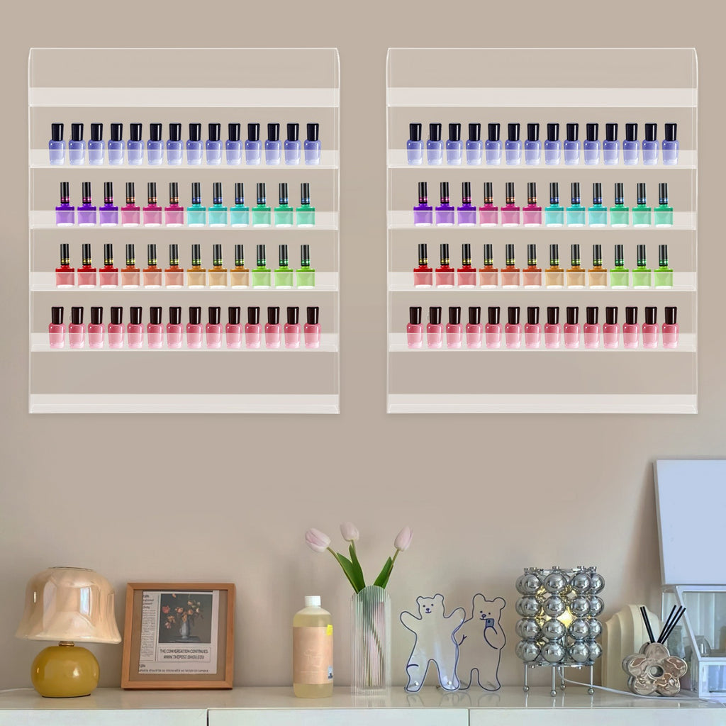 Acrylic Wall Mounted Nail Polish Organizer Rack - 6-Tier Storage Holder Set