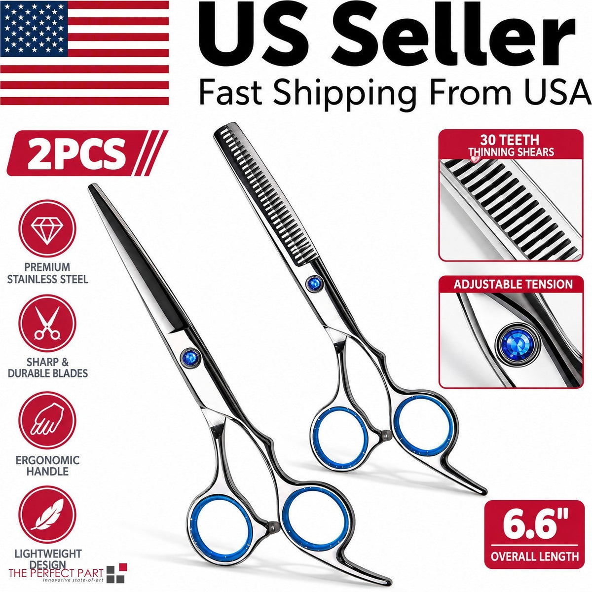 Hair Thinning Shears 30 Teeth Salon Hairdressing Kit - Stainless Steel Scissors