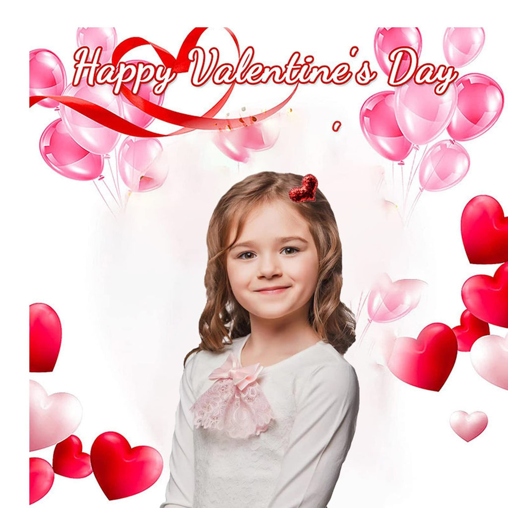 Girls Valentine's Day Glitter Heart Hair Clips Set - Red Sequin Accessories