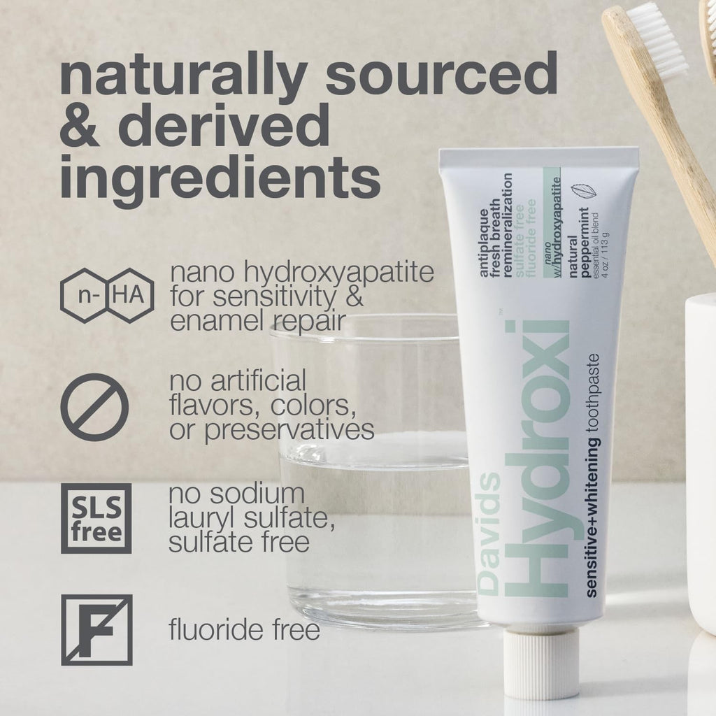 Hydroxyapatite Fluoride-Free Nano Toothpaste for Sensitive Teeth - Remineralizes & Whitens
