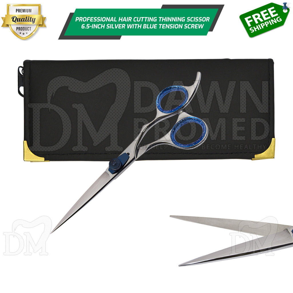 Professional Hair Cutting Scissors 6.5" Razor Edge Barber Shears with Blue Tension Screw