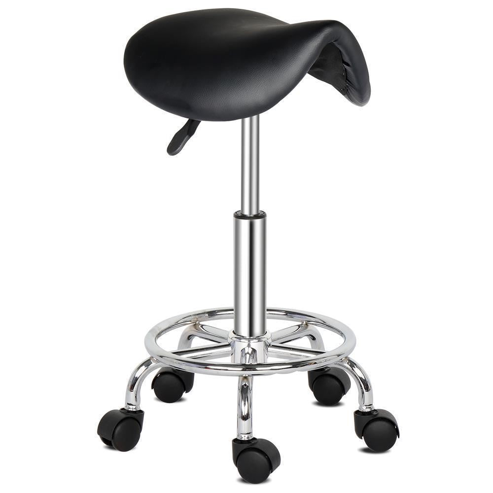 Adjustable Saddle Stool with Wheels Ergonomic Swivel Bar Chair