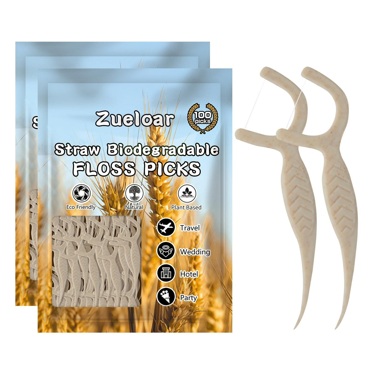 Biodegradable Vegan Dental Floss Picks - 200 Count Eco-Friendly Oral Care for Adults & Kids