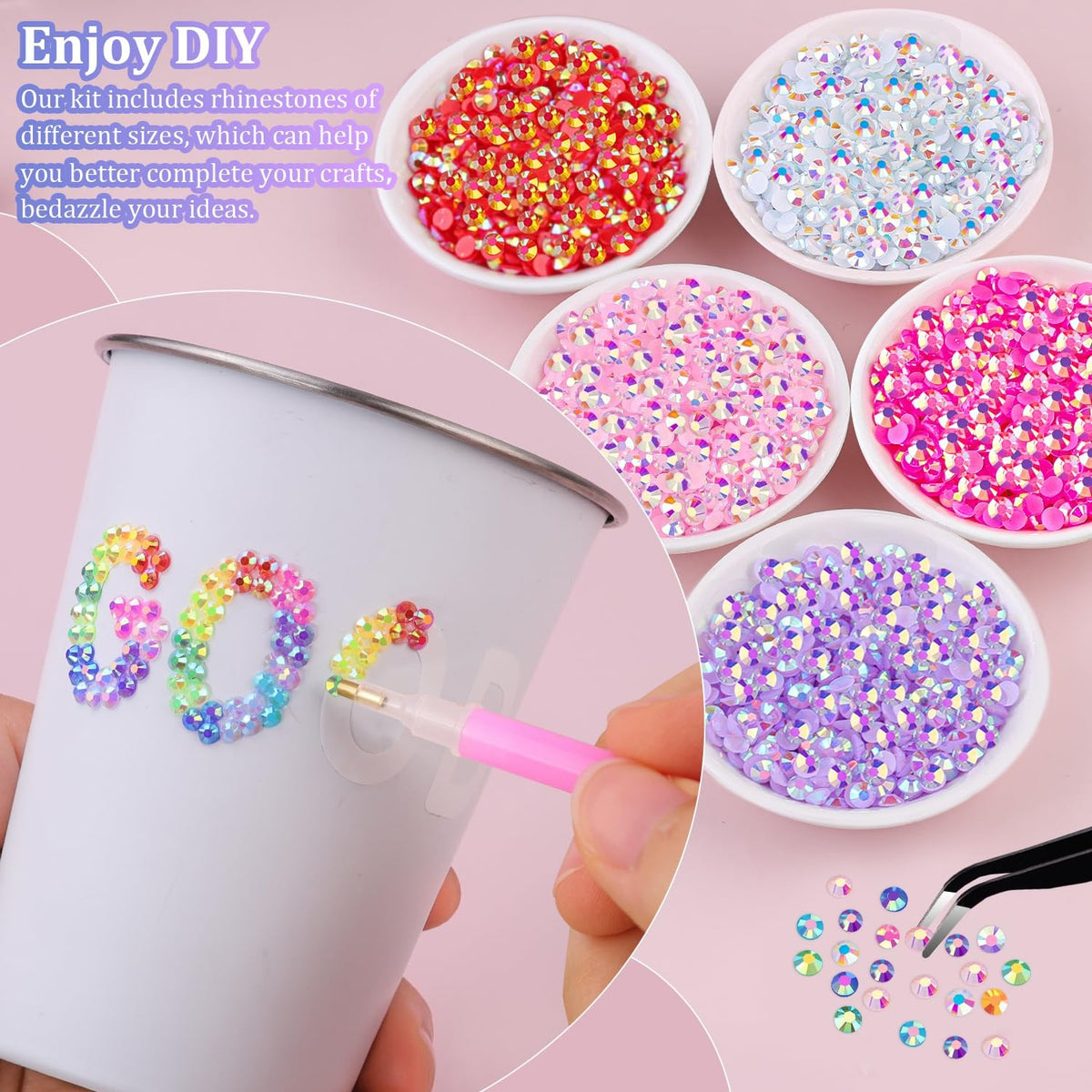 Jelly Rhinestones Craft Kit with 50,000 Pieces for DIY Decorations