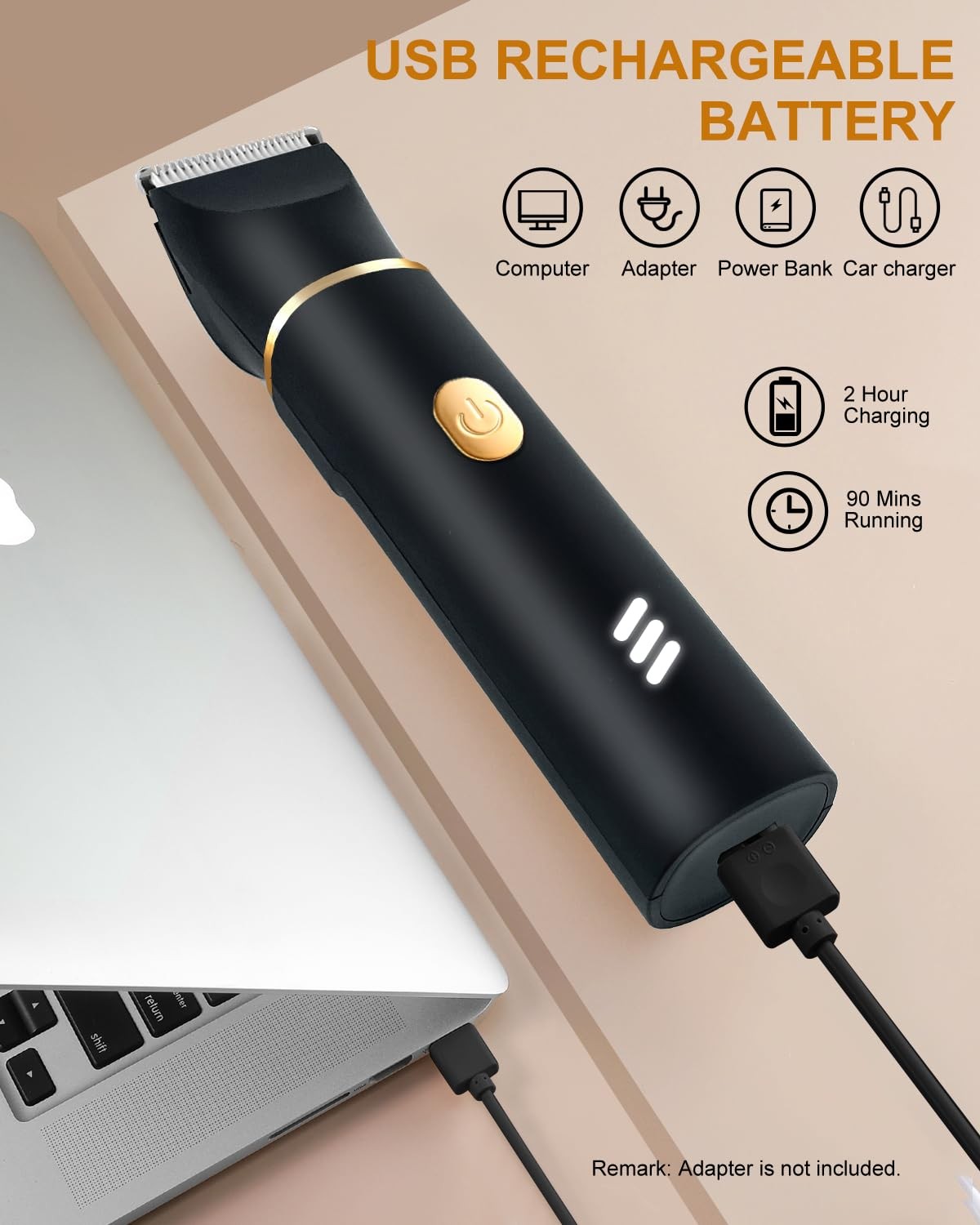 Men's 3-in-1 Waterproof Body Hair Trimmer – USB-C Rechargeable