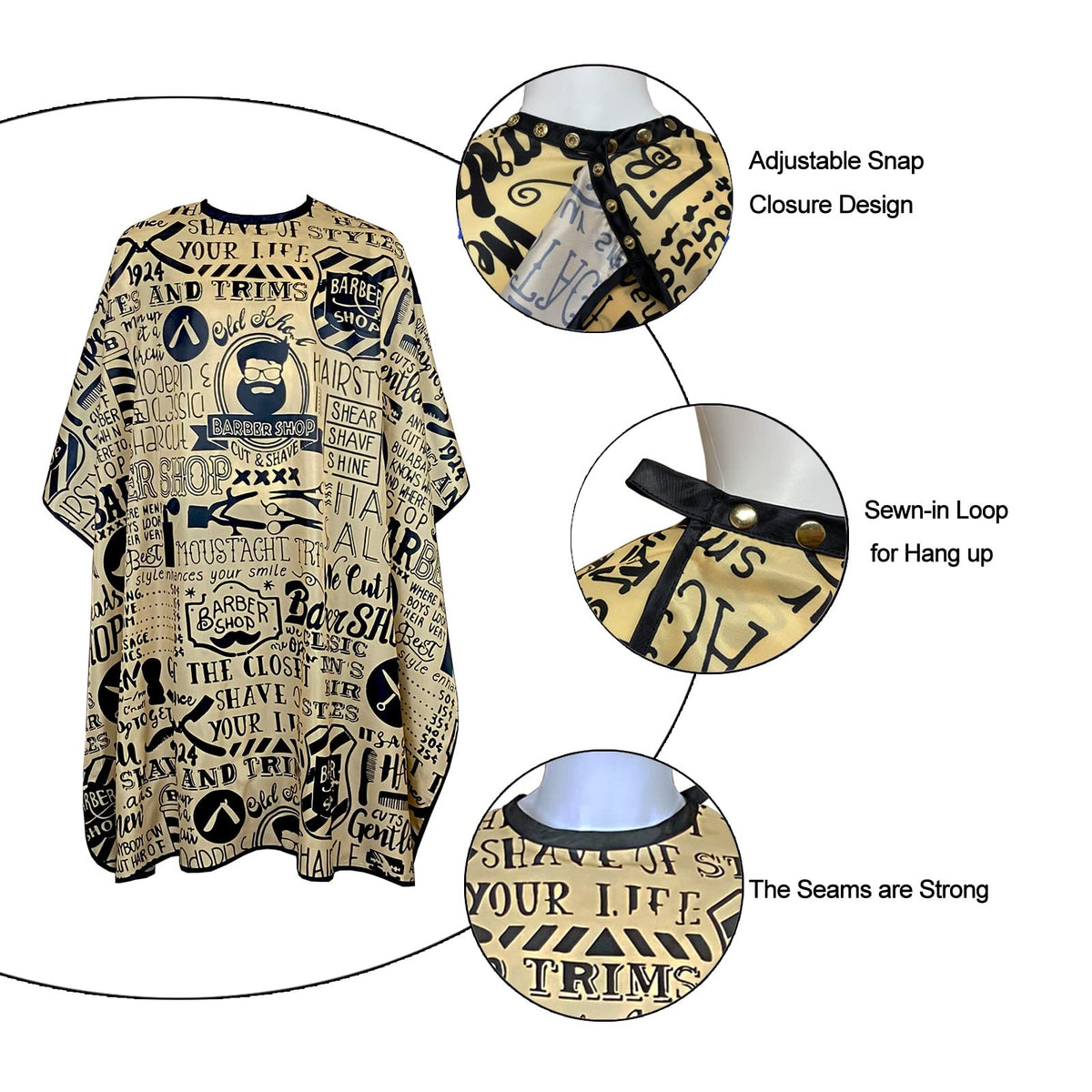 Men's Waterproof Hair Cutting Cape with Retro Style - 63x56 Inch Salon Cover