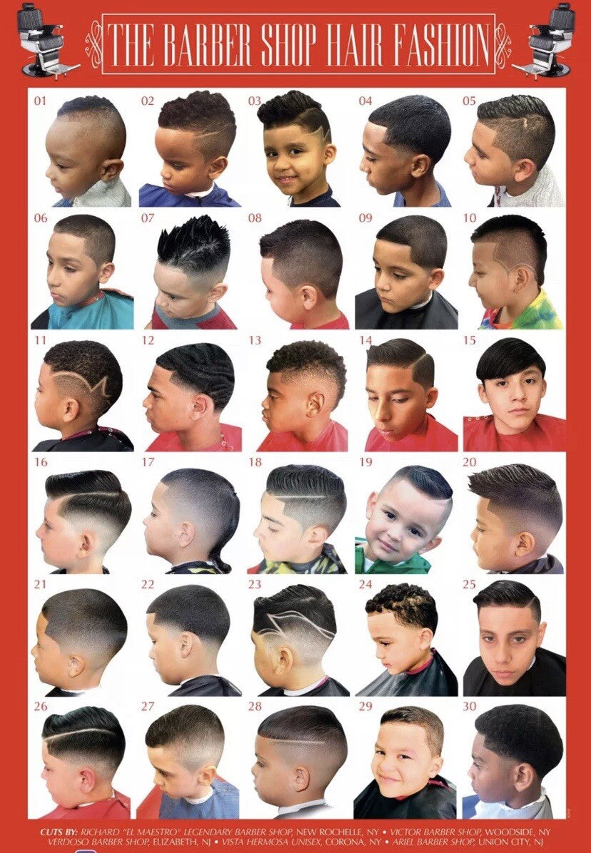 24x36 Barber Shop Poster Set for Men, Kids & Hispanic Customers